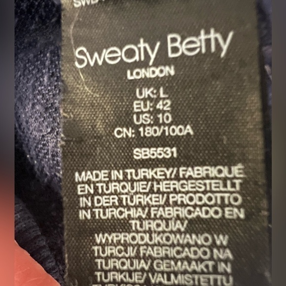 Sweaty Betty navy blue 1/4 zip fleece sherpa pullover drawstring sz 10 cozy yoga - Picture 5 of 9